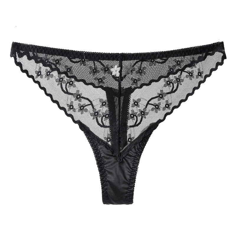 Low Waist Sexy Lace See-through Mesh Quick Dry Ultra-thin Thong