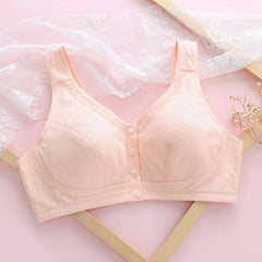 New lace trim comfortable front button bra
