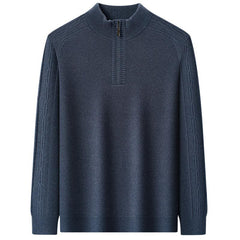 Men's 2024 Thickened Half Zipper Jacquard High-end Casual Pure Wool Sweater