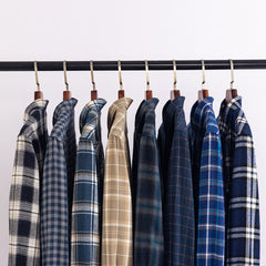 Men's 100% Cotton Fashion Casual Thickened Plaid Shirt