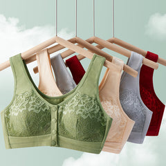 Pure cotton vest style front button large size no wire bra