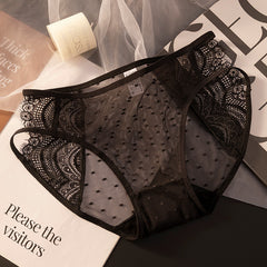 Sexy Satin Lace Mesh Briefs