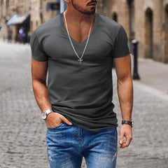 Men's V-neck Solid Color Slim Fit Bottoming Shirt
