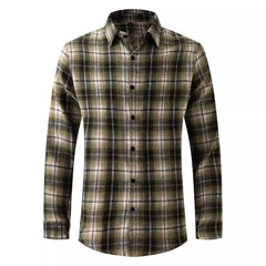 Men's New Plaid Casual Lapel Long-sleeved Shirt