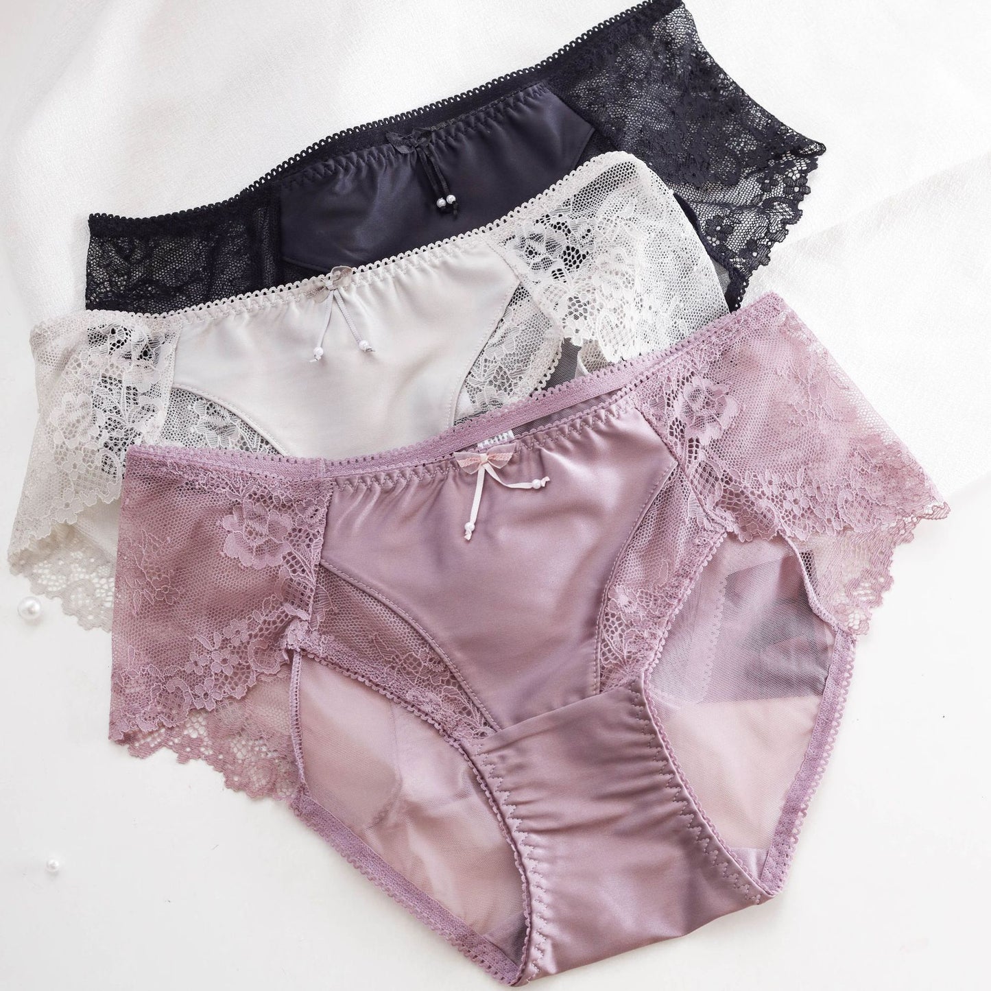 French Sexy Lace Comfortable Soft Satin Briefs