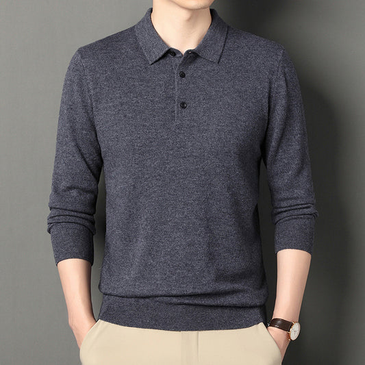 Men's Fashion Solid Color Lapel Casual Sweater