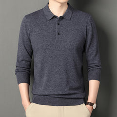 Men's Fashion Solid Color Lapel Casual Sweater