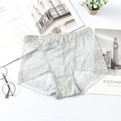 High-waisted Butt-lifting Seamless Transparent Lace Breathable Mesh Briefs