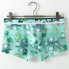 2023 New Men's Ultra-thin Transparent Mesh Ice Silk Printing Breathable Panties