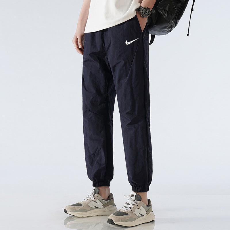 2024 New Men's Casual Ice Silk Loose Ankle-tie Nylon Quick-drying Sweatpants