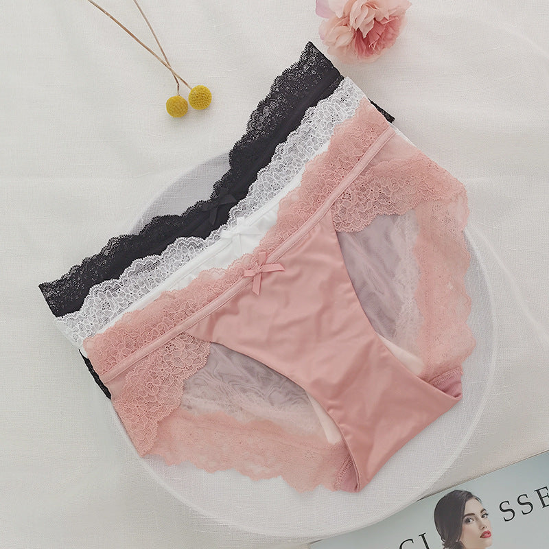 Transparent sexy satin low rise panties