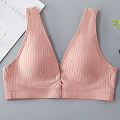 Thin wire-free front button breathable bra