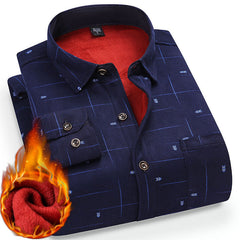 New Men's Winter Velvet Thickened Warm Double-sided Velvet Long-sleeved Shirt