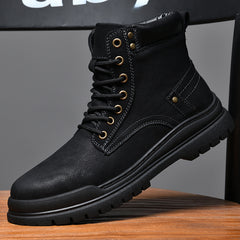 Men's New Winter Casual Mid-cut Leather Martin Boots