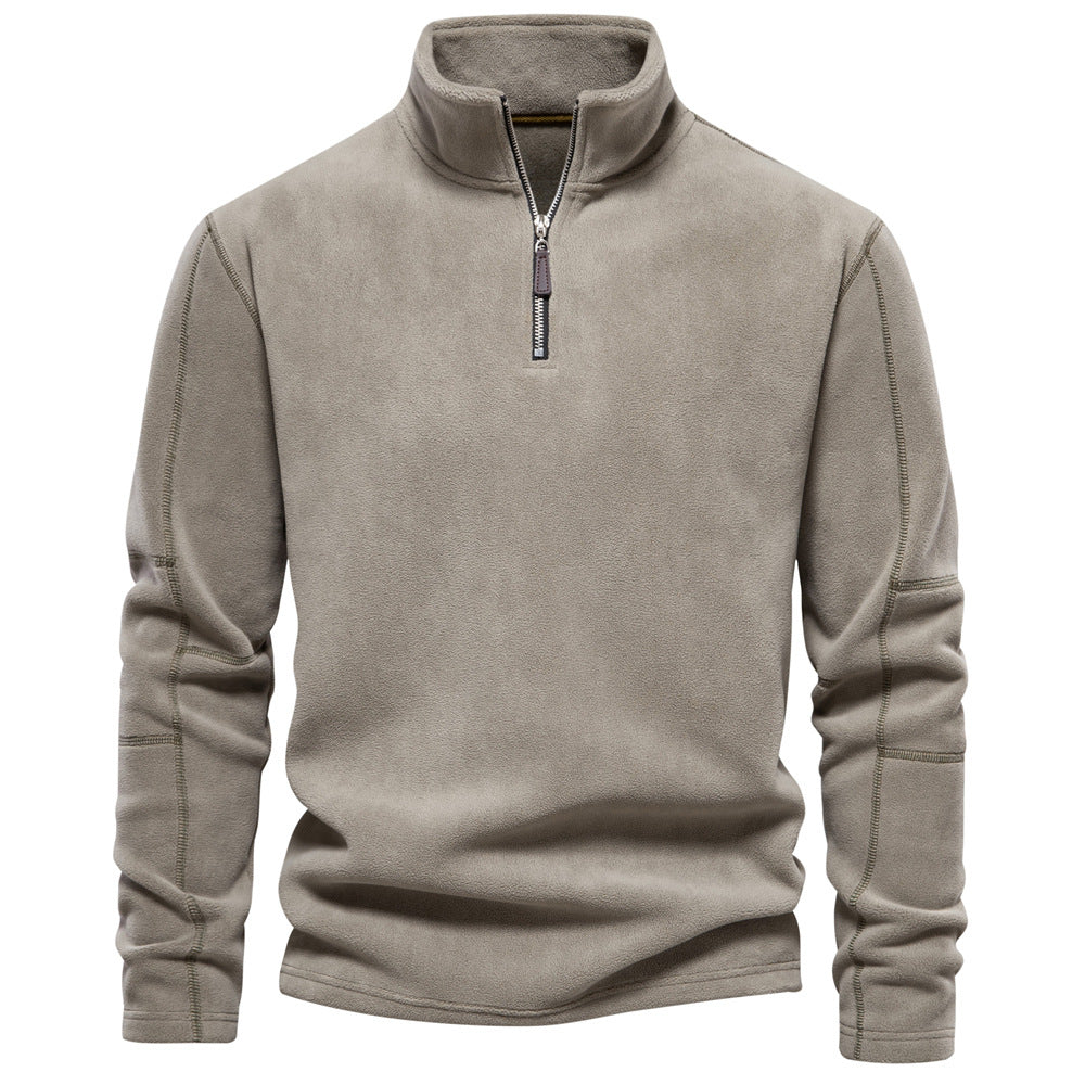 Men's Stand-up Collar Half-zip Long-sleeved Trendy Versatile Top