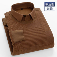 Men's Casual High-end Jacquard Fake Two-piece Sweater