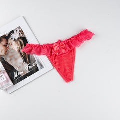 New Bow Sexy Satin Low Waist Seamless Breathable Comfortable Thong