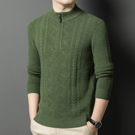 Thickened warm half-zip knitted bottoming sweater