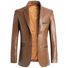 Men's Fashionable No-iron Leather Suit Jacket