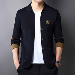 Men's Casual Retro Jacquard Striped V-neck Cardigan