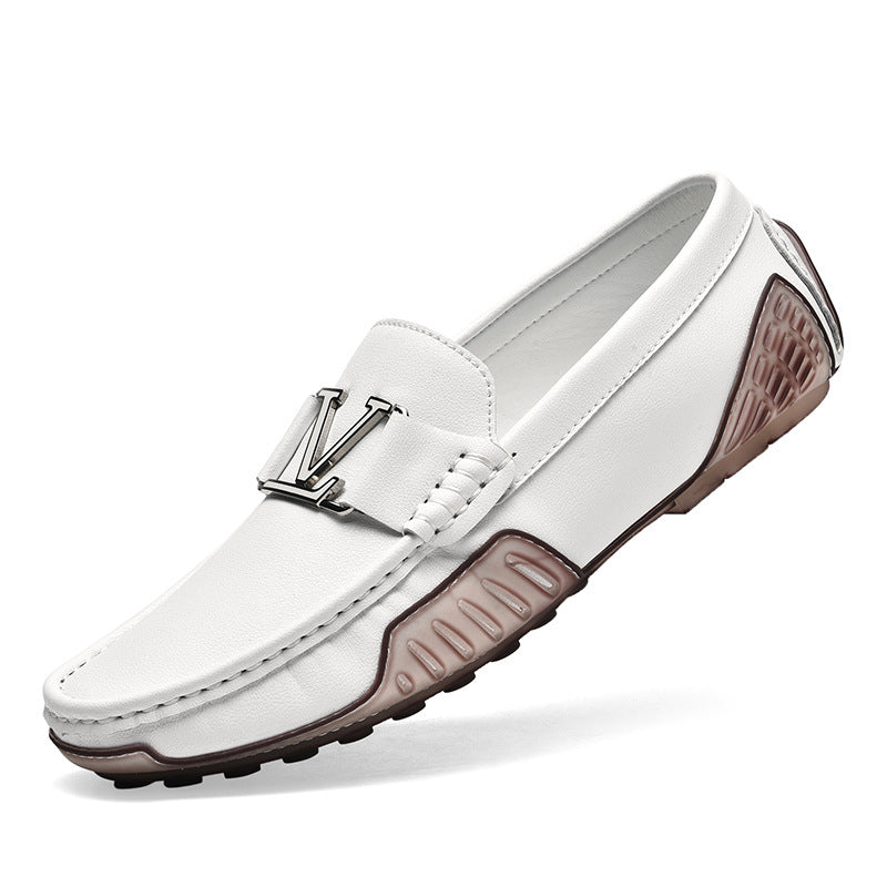 Genuine Leather Trendy Casual Leather Shoes One-step Driving Large Size Men's Shoes