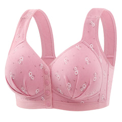 Front buttoned thin printed large size bra