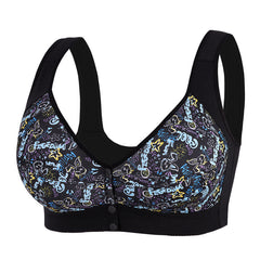 Oversized Wire-Free Printed Front-Button Bra