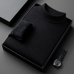 2023 Winter New Men's Half Turtleneck Plus Velvet Thickened Warm Casual Bottoming Sweater