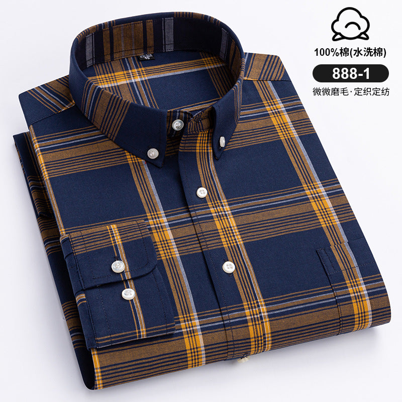 Men's Cotton Plaid Long Sleeve Shirt