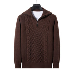 Thick lapel buttonhole thick needle zipper sweater