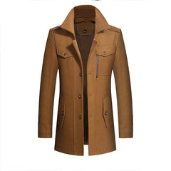 Men's Thick Double Collar Woolen Coat