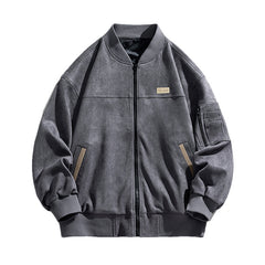 Men's New Suede Stand Collar Bomber Jacket