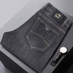 Men's High Waist Elastic Straight Loose Business Casual High-end Jeans