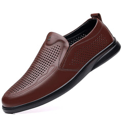 Men's Hollow Soft Sole Lightweight Breathable Leather Shoes
