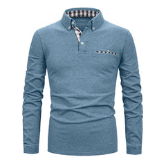 Men's Casual Plaid Stitching Fashion POLO Shirt