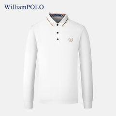 Men's High-end Quality Long-sleeved Embroidered Lapel Casual Polo Shirt