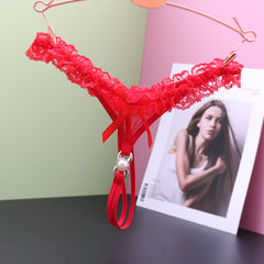 Sexy Low-waist Open Lace Transparent Mesh Thong