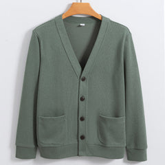 Men's High Quality Pure Cotton V-neck Casual Cardigan