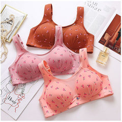 Plus size thin non-wire printed bra