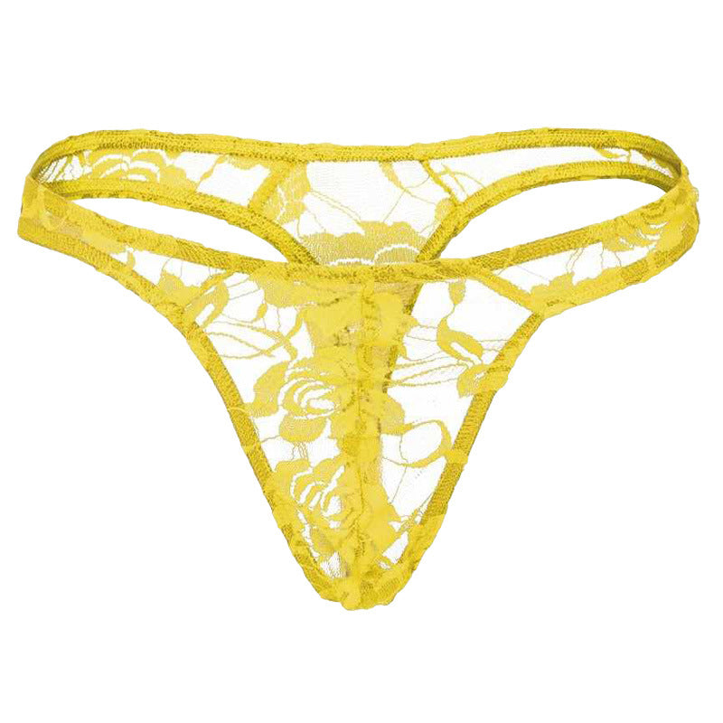 Transparent lace U-convex sexy see-through thong