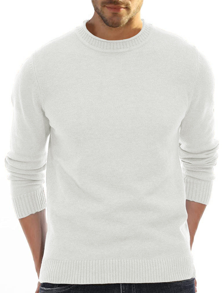 Men's Solid Color Bottoming Round Neck Casual Sweater