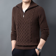Thick lapel buttonhole thick needle zipper sweater