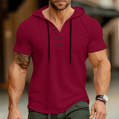 Men's Sports Casual Hooded Short-sleeved Tops