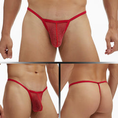 Men's See-through Mesh Pouch Low-rise Thong