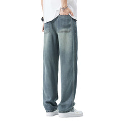Men's Silk Stretch Wide-leg Straight Casual Jeans