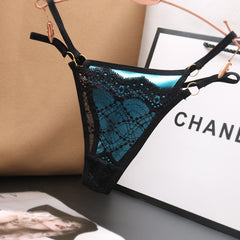 Sexy Satin Lace Low Rise Hollow Thong