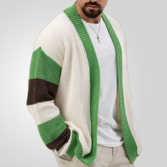 Men's Loose Contrast Wool Cardigan