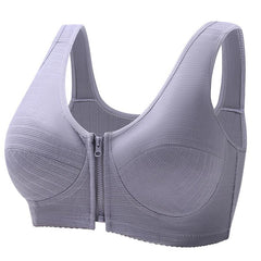 Soft Cotton Zip Front Wireless Plus Size Bra