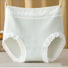 Pure cotton high waist tummy control lace plus size Panties
