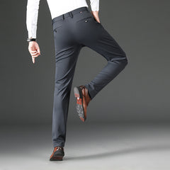 Men's High Elastic Straight Business Casual Trousers